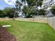 Well-kept backyard with a lush lawn and a wooden fence, perfect for outdoor activities at 627 Georgetown Rd, Raleigh, NC 27608