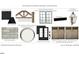 Exterior design board featuring materials, paint colors, roofing, and garage doors for a new home at 208 E Whitaker Mill Rd, Raleigh, NC 27608