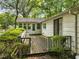 Wooden deck with bench and surrounding greenery at 3015 Old Raleigh Rd, Apex, NC 27502