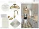 A laundry room with Ivory cabinets, Desert Silver countertops, tile floor, and a gold light fixture at 217 Dublin Rd, Raleigh, NC 27609