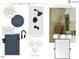 Modern shared bath featuring Ethereal Noctis countertop, black fixtures and a stylish mirror at 217 Dublin Rd, Raleigh, NC 27609