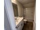 Bathroom featuring a vanity with a sink and cabinet, and a shower/bathtub combination at 120 Wild Turkey Way, Lillington, NC 27546
