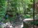 Secluded backyard patio featuring stone pavers, mature trees and a peaceful seating area at 2501 Kenmore Dr, Raleigh, NC 27608