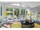 Bright sunroom featuring large windows with backyard views and comfortable seating at 135 Deep Creek, Rougemont, NC 27572