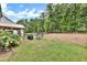 Grass backyard with playset, trampoline, and privacy fence at 220 Clubhouse Dr, Youngsville, NC 27596