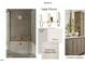 Well-lit bathroom showcases painted cabinets, a light fixture, and modern shower tile at 67 Ridgeline Ct # 7, Pittsboro, NC 27312