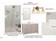 Modern bathroom featuring a glass shower with gold fixtures and a stylish vanity with gold hardware at 67 Ridgeline Ct # 7, Pittsboro, NC 27312
