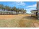 Large backyard, partially seeded, backing to wooded area at 80 Bold Dr, Youngsville, NC 27596