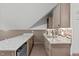 Wet bar with granite countertop and tile backsplash at 6720 Fawn Hoof Trl, Holly Springs, NC 27540
