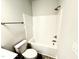 Clean, white bathroom features a shower over tub combination at 31 Capeside Ct, Lillington, NC 27546