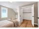 Bright bedroom with a closet, and wood flooring at 417 E Moore St, Apex, NC 27502
