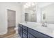 Bathroom boasts double vanity, quartz countertop and walk-in shower at 49 Lupin Dr, Smithfield, NC 27577