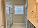 Bathroom with glass shower, tile flooring, and vanity at 1055 Fairhaven Dr # 56, Mebane, NC 27302