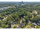 Aerial view of beautiful neighborhood with lush green trees, homes, and city in the background at 701 Dartmouth Rd, Raleigh, NC 27609
