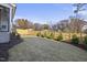 Expansive backyard with lush green grass, privacy fencing, and manicured shrubs, perfect for outdoor activities at 701 Dartmouth Rd, Raleigh, NC 27609