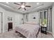 Large main bedroom with plush bedding, ceiling fan and ample closet space at 108 Cullen Ct, Clayton, NC 27520