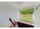 Private patio with seating and ceiling fan at 108 Cullen Ct, Clayton, NC 27520