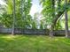 Grassy backyard enclosed by a wood fence, with mature trees providing plenty of shade at 102 Preston Pines Dr, Cary, NC 27513