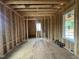 Unfinished Living Room with exposed wood framework, lighting and window openings at 3301 Dell Dr, Raleigh, NC 27609