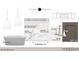 Image shows freestanding tub, shower wall selection, countertop and cabinet finishes at 3301 Dell Dr, Raleigh, NC 27609