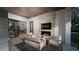 Covered patio features a fireplace and comfortable seating, perfect for relaxing at 3301 Dell Dr, Raleigh, NC 27609