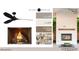 Porch design featuring a square firebox, lap siding, and a stone hearth at 3301 Dell Dr, Raleigh, NC 27609