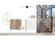 Staircase with square stained treads and black metal balusters at 3301 Dell Dr, Raleigh, NC 27609