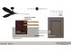 Wet bar design featuring floating shelves, cork couture bordeaux wallpaper, and polished nickel finishes at 3301 Dell Dr, Raleigh, NC 27609