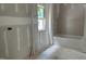 Bathroom features a tub and unfinished walls, ready for personalization to create a relaxing and functional space at 2400 Adrift Rd, Fuquay Varina, NC 27526