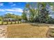 Large, well-maintained backyard with newly planted shrubs, grass, and a view of neighborhood houses at 113 S Ennis St, Fuquay Varina, NC 27526