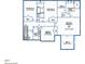 Detailed second-floor plan showing layout with dimensions of bedrooms, bathrooms, and closets at 113 S Ennis St, Fuquay Varina, NC 27526
