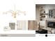 A modern Gathering room that features a fireplace with wood floors, wall and trim colors, and modern lighting at 7000 North Ridge Dr, Raleigh, NC 27615
