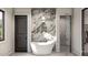 Luxurious bathroom with marble finishes and freestanding tub at 143 High Ridge Ln, Pittsboro, NC 27312