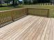 Wooden deck with treated planks and railing provides a comfortable outdoor space at 23 Quail Pt Cir, Clayton, NC 27520