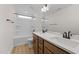 Bathroom with double vanity, tub, and shower at 1019 Gibson House Dr, Burlington, NC 27215