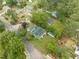 An aerial view of the neighborhood, showcasing the home and its surroundings in a tranquil environment at 802 N Franklin St, Wake Forest, NC 27587