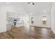 Open concept living area with kitchen, vaulted ceiling and hardwood floors at 420 Oak Park Blvd, Youngsville, NC 27596