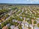 An aerial view of the neighborhood shows the landscape and many single Gathering homes with beautiful mature trees at 3009 Gentle Breezes Ln, Raleigh, NC 27614