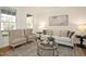 Bright living room features neutral colored furniture, a decorative rug and statement artwork at 3009 Gentle Breezes Ln, Raleigh, NC 27614