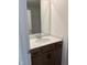 Modern bathroom featuring a light wood vanity, white countertop, sink, and a large mirror with neutral paint at 1050 Mountain Crown St, Durham, NC 27703