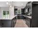 Modern kitchen featuring black cabinets, stainless steel appliances, and a bright white quartz countertop island at 6965 Us-401, Fuquay Varina, NC 27526