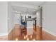 Spacious area with wood floors, an island, and an open kitchen at 222 Glenwood Ave # 508, Raleigh, NC 27603