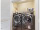 Convenient laundry room with a stacked washer and dryer set behind bi-fold closet doors at 222 Glenwood Ave # 508, Raleigh, NC 27603