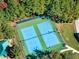 Aerial view of two well-maintained tennis courts at 117 Waterville St, Raleigh, NC 27603