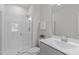 Sleek bathroom featuring a glass-enclosed shower, modern vanity, and neutral color palette at 120 W Weatherford Dr, Angier, NC 27501
