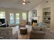 Comfortable living room featuring fireplace and patio access at 3016 Old Craig Trail, Mebane, NC 27302