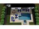 Rendering of a backyard pool with patio furniture and ample space for entertaining at 662 Manchester Dr, Raleigh, NC 27609