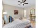 Cozy bedroom featuring a comfortable bed, calming decor, and a convenient ensuite bathroom at 9314 Turkey Way, Middlesex, NC 27557