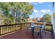 Relaxing deck with table, chairs, and backyard view at 454 Big Willow Way, Rolesville, NC 27571