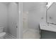 A new bathroom features a stand up shower, toilet, and vanity at 811 Maple Berry Ln # 103, Raleigh, NC 27607